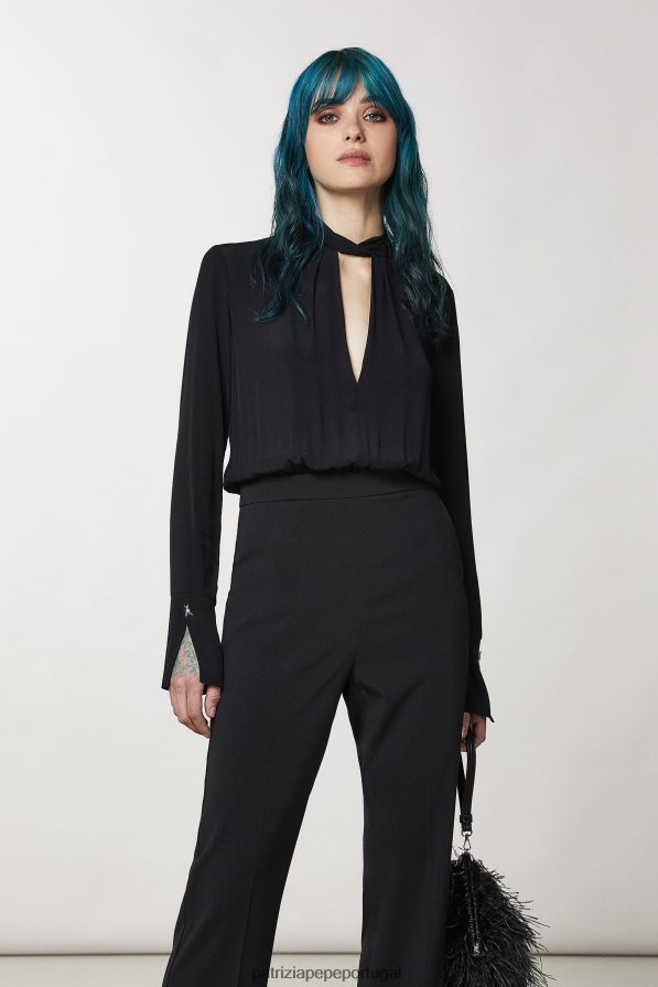 Patrizia Pepe mulheres macacão de crepe essencial Nero vestuário TX086V18