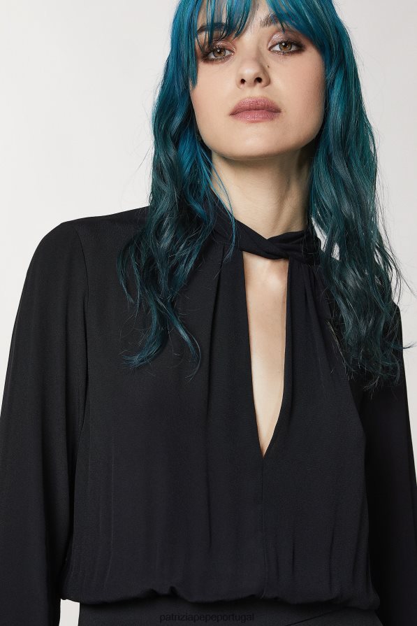 Patrizia Pepe mulheres macacão de crepe essencial Nero vestuário TX086V18