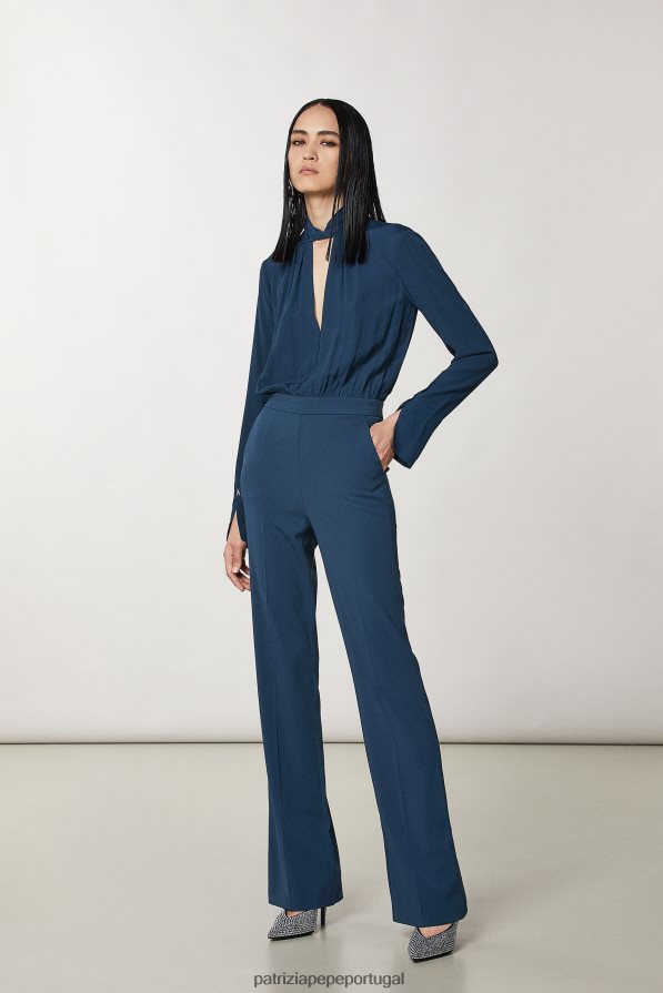 Patrizia Pepe mulheres macacão de crepe essencial azul gasolina vestuário TX086V141