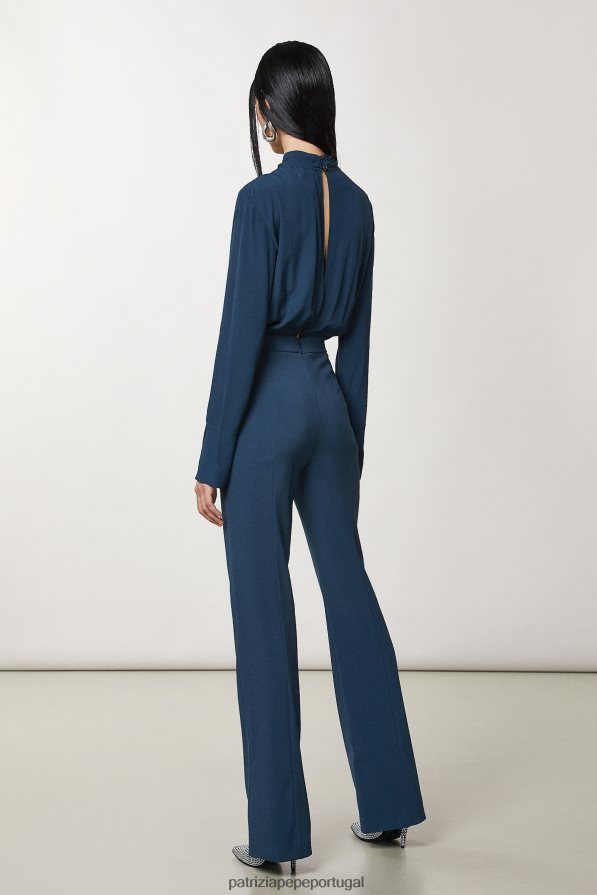 Patrizia Pepe mulheres macacão de crepe essencial azul gasolina vestuário TX086V141