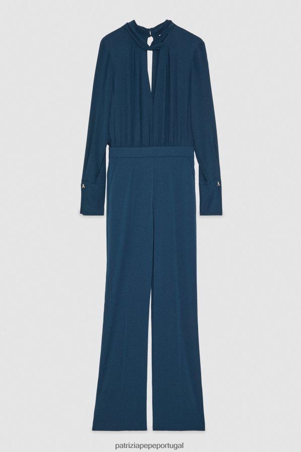 Patrizia Pepe mulheres macacão de crepe essencial azul gasolina vestuário TX086V141