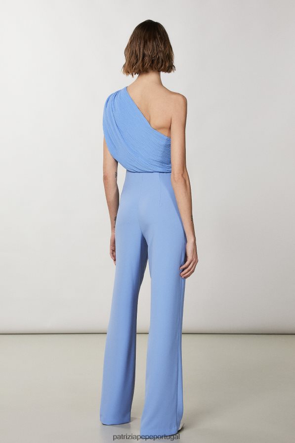 Patrizia Pepe mulheres macacão elegante e descontraído de um ombro só cerâmica azul vestuário TX086V254