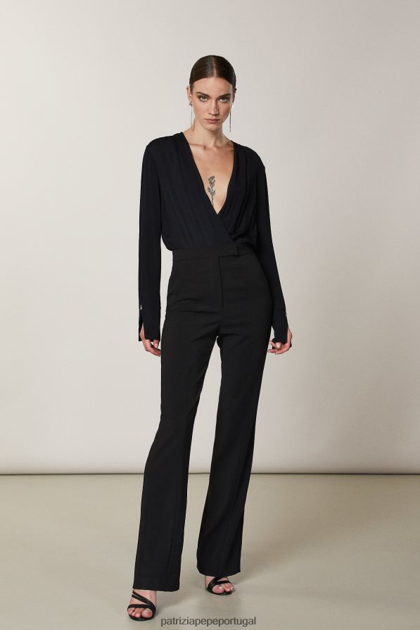Patrizia Pepe mulheres macacão essencial de manga comprida Nero vestuário TX086V397