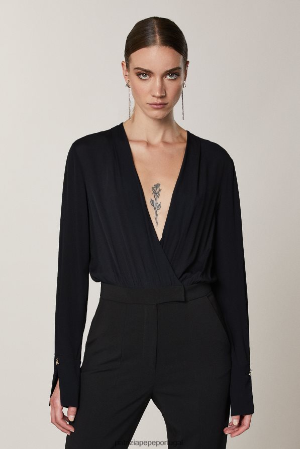 Patrizia Pepe mulheres macacão essencial de manga comprida Nero vestuário TX086V397