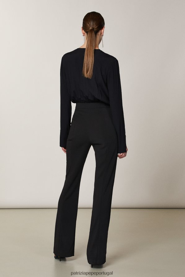 Patrizia Pepe mulheres macacão essencial de manga comprida Nero vestuário TX086V397