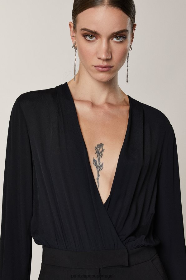 Patrizia Pepe mulheres macacão essencial de manga comprida Nero vestuário TX086V397