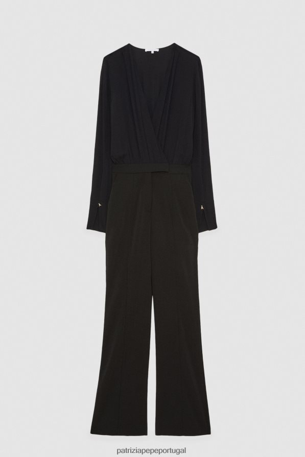 Patrizia Pepe mulheres macacão essencial de manga comprida Nero vestuário TX086V397