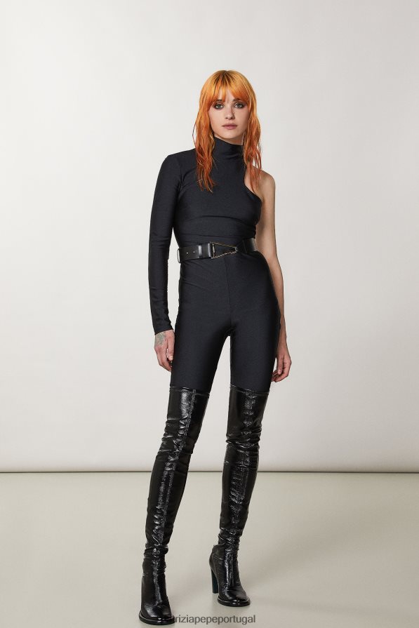 Patrizia Pepe mulheres macacão jersey com zíper Nero vestuário TX086V146