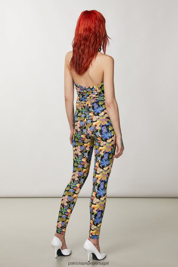 Patrizia Pepe mulheres macacão justo com gola halter flor do metaverso vestuário TX086V327