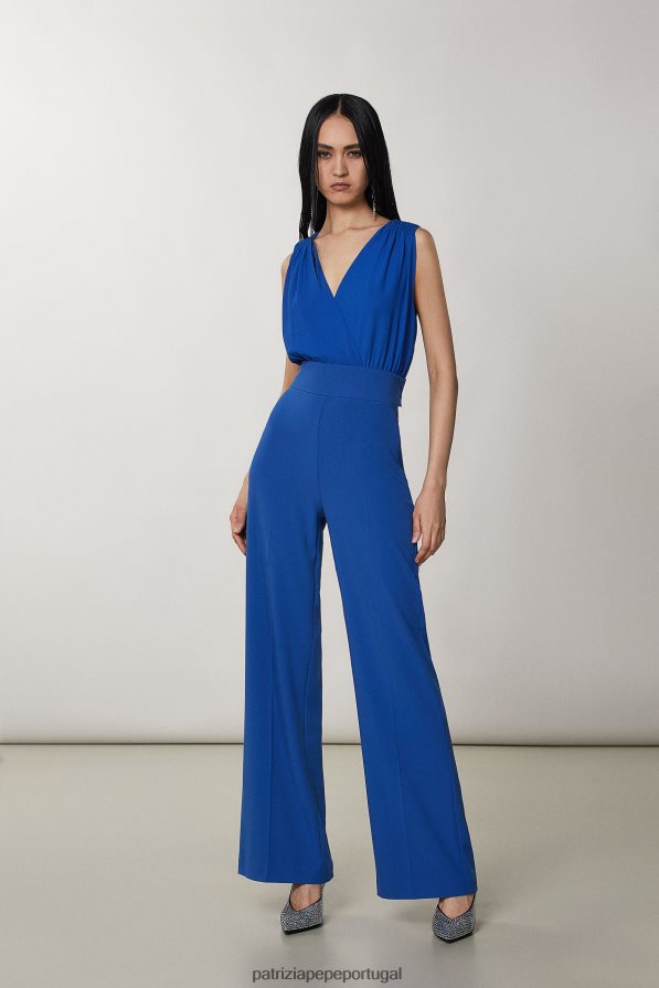 Patrizia Pepe mulheres macacão sem mangas com decote em V azul glamouroso vestuário TX086V687