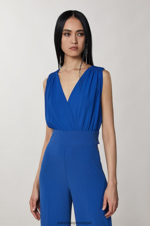 Patrizia Pepe mulheres macacão sem mangas com decote em V azul glamouroso vestuário TX086V687