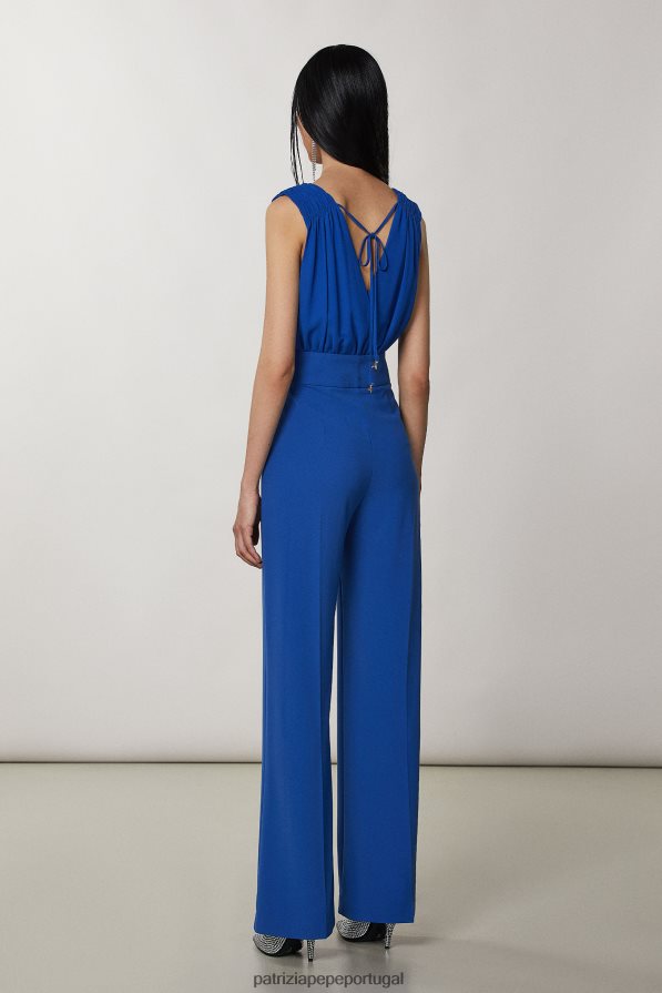Patrizia Pepe mulheres macacão sem mangas com decote em V azul glamouroso vestuário TX086V687