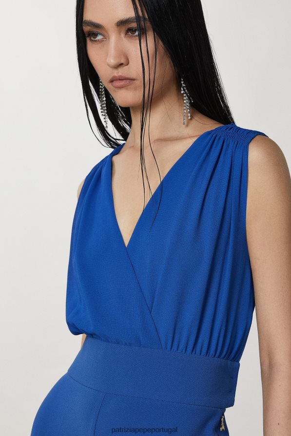 Patrizia Pepe mulheres macacão sem mangas com decote em V azul glamouroso vestuário TX086V687