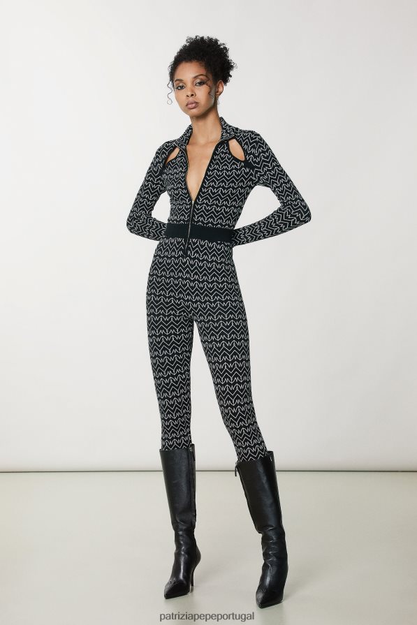 Patrizia Pepe mulheres macacão slim fit monograma monograma preto vestuário TX086V629