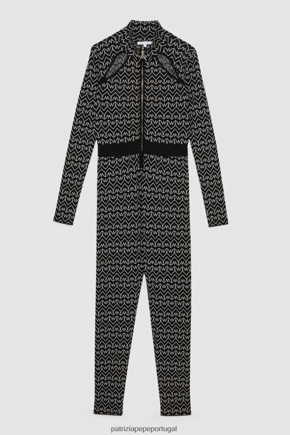 Patrizia Pepe mulheres macacão slim fit monograma monograma preto vestuário TX086V629