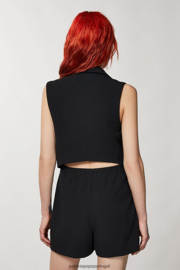 Patrizia Pepe mulheres mini macacão com gola jaqueta Nero vestuário TX086V325