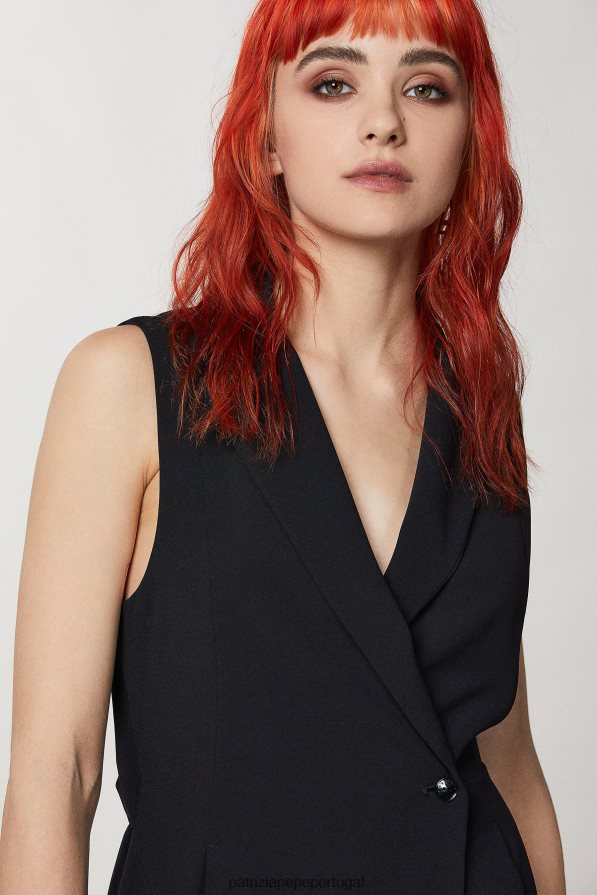 Patrizia Pepe mulheres mini macacão com gola jaqueta Nero vestuário TX086V325