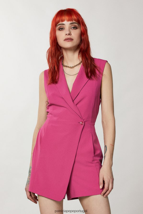 Patrizia Pepe mulheres mini macacão com gola jaqueta cerimônia fúcsia vestuário TX086V313