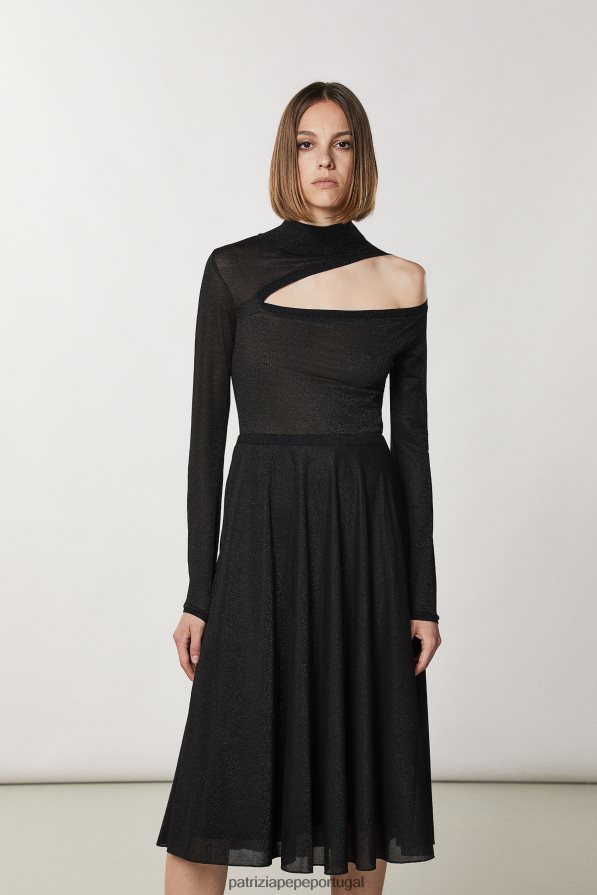 Patrizia Pepe mulheres lurex de strass preto lurex vestuário TX086V175