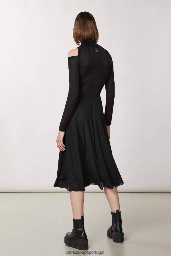 Patrizia Pepe mulheres lurex de strass preto lurex vestuário TX086V175