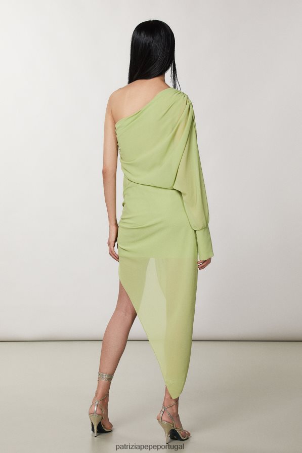 Patrizia Pepe mulheres vestido assimétrico margarita verde vestuário TX086V275