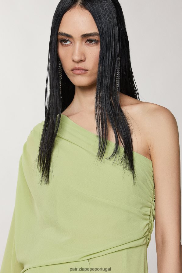 Patrizia Pepe mulheres vestido assimétrico margarita verde vestuário TX086V275