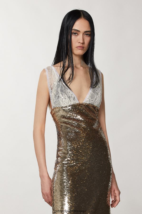 Patrizia Pepe mulheres vestido bainha de tule e renda martini bege/dourado vestuário TX086V271