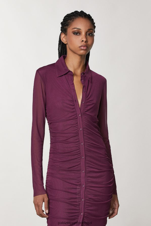 Patrizia Pepe mulheres vestido camisa de tule roxo futurista vestuário TX086V33
