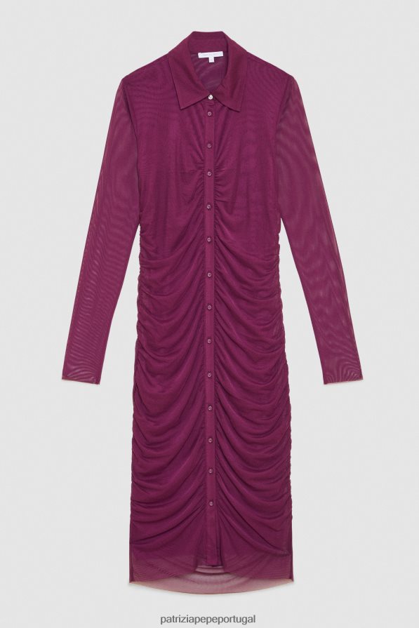 Patrizia Pepe mulheres vestido camisa de tule roxo futurista vestuário TX086V33