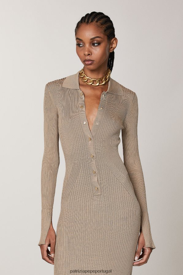 Patrizia Pepe mulheres vestido camisa midi bege sonhador vestuário TX086V485