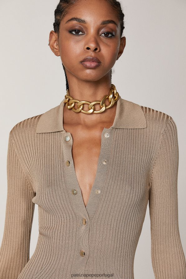 Patrizia Pepe mulheres vestido camisa midi bege sonhador vestuário TX086V485