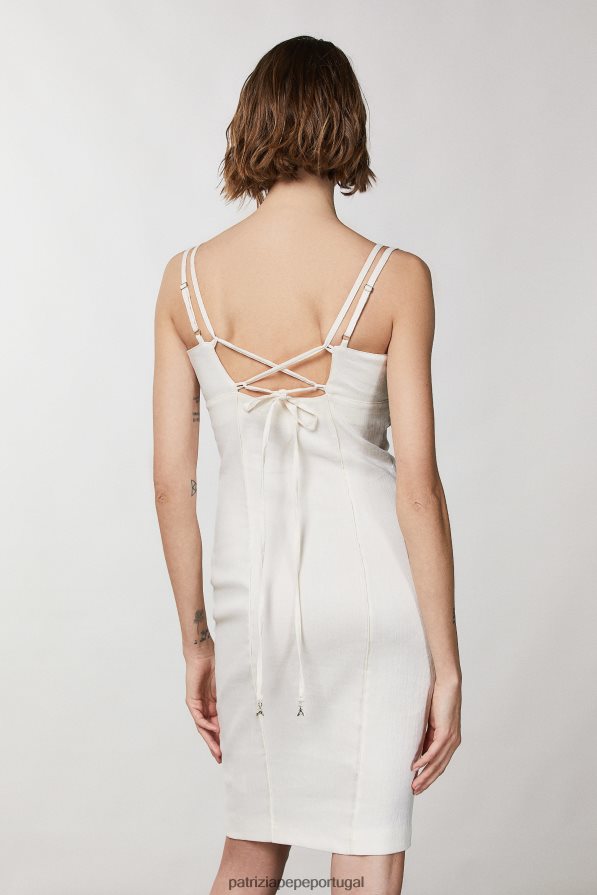 Patrizia Pepe mulheres vestido com bainha aberta nas costas linho branco vestuário TX086V232