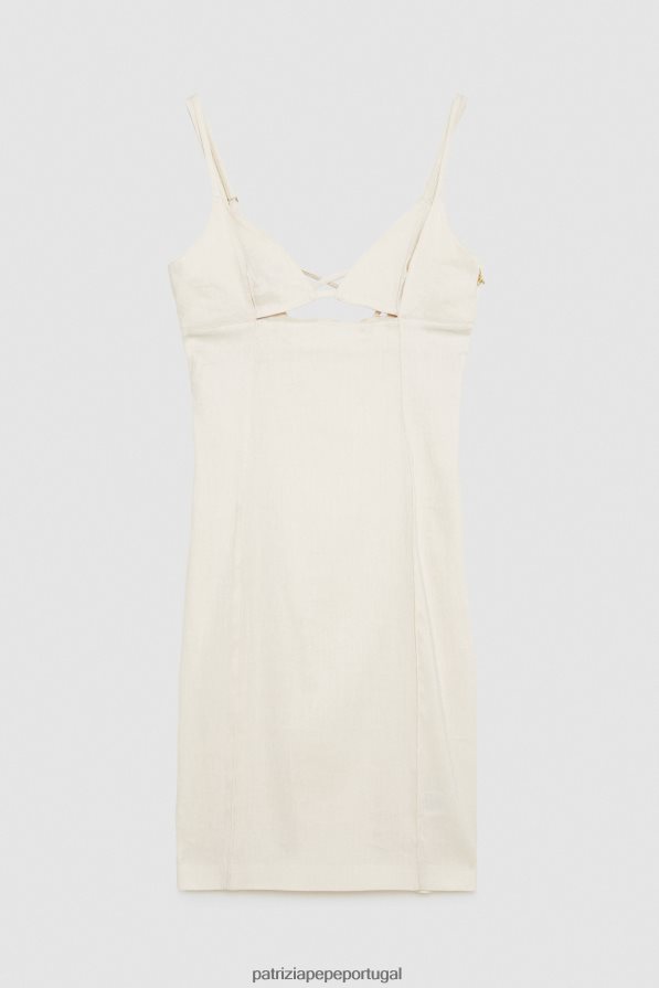 Patrizia Pepe mulheres vestido com bainha aberta nas costas linho branco vestuário TX086V232