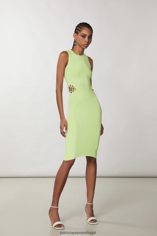 Patrizia Pepe mulheres vestido com recorte canelado limão de verão vestuário TX086V331