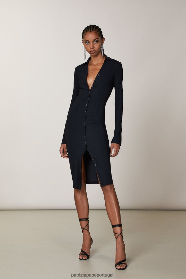 Patrizia Pepe mulheres vestido de camisa fina Nero vestuário TX086V340