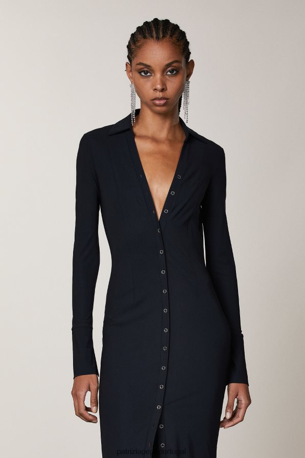 Patrizia Pepe mulheres vestido de camisa fina Nero vestuário TX086V340