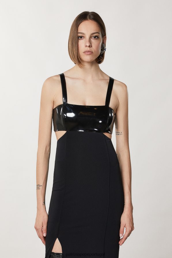 Patrizia Pepe mulheres vestido de crepe justo Nero vestuário TX086V12