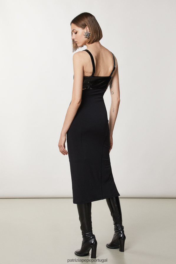 Patrizia Pepe mulheres vestido de crepe justo Nero vestuário TX086V12