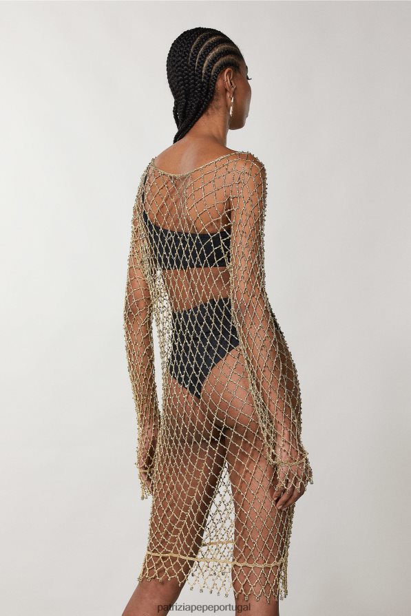 Patrizia Pepe mulheres vestido de malha com tachas rede de ouro vestuário TX086V236