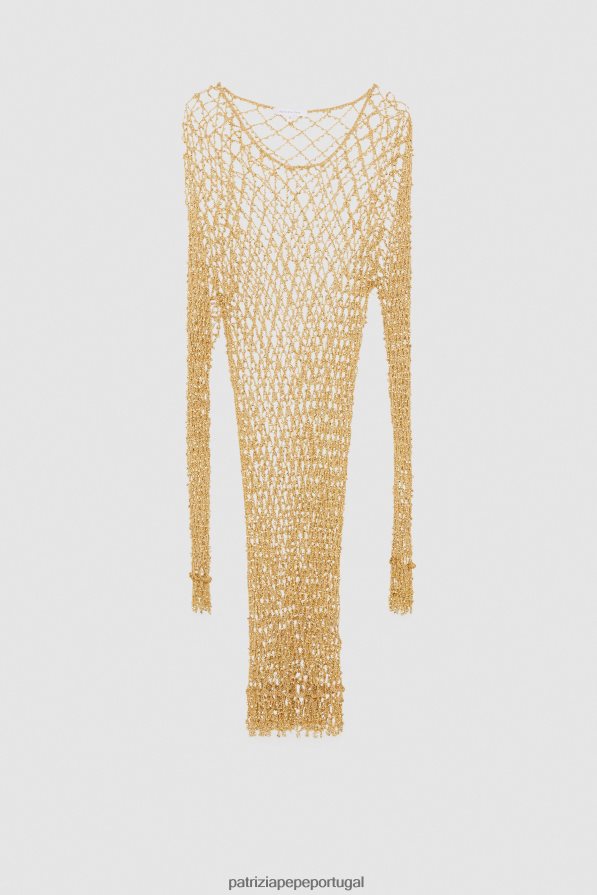 Patrizia Pepe mulheres vestido de malha com tachas rede de ouro vestuário TX086V236