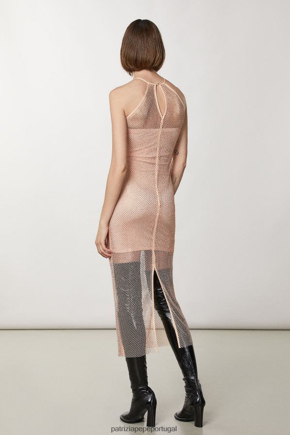 Patrizia Pepe mulheres vestido de malha sem mangas enfeitado com strass rubor astral vestuário TX086V61
