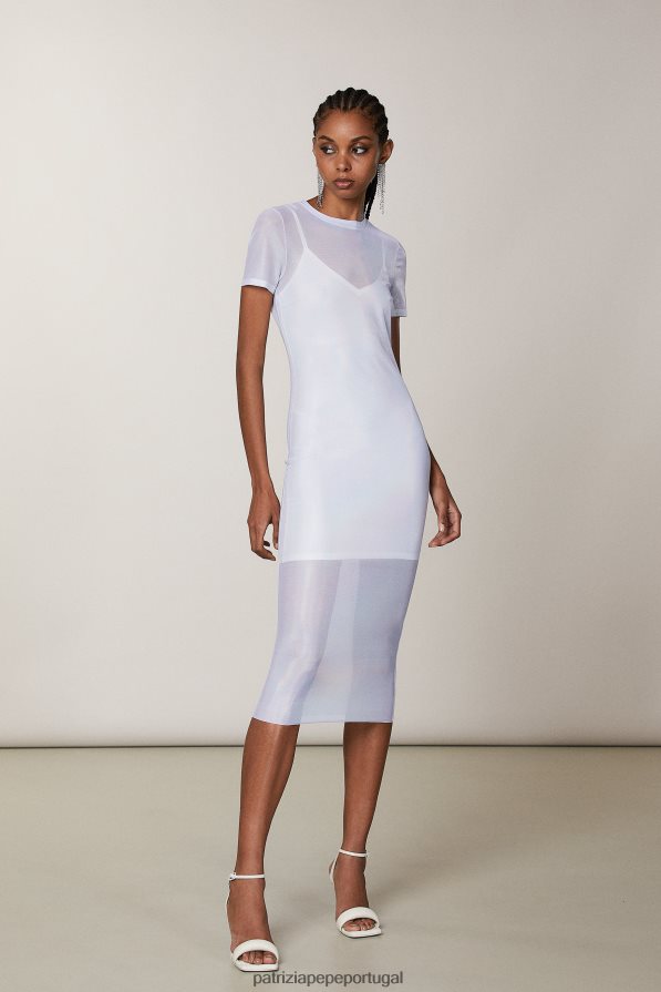Patrizia Pepe mulheres vestido de tule branco iridescente vestuário TX086V378