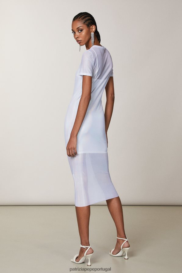 Patrizia Pepe mulheres vestido de tule branco iridescente vestuário TX086V378