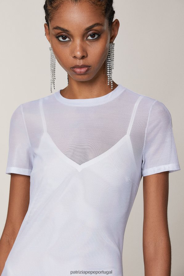 Patrizia Pepe mulheres vestido de tule branco iridescente vestuário TX086V378