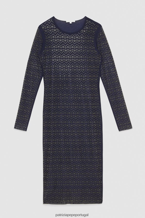 Patrizia Pepe mulheres vestido de tule com strass monograma azul e strass vestuário TX086V362