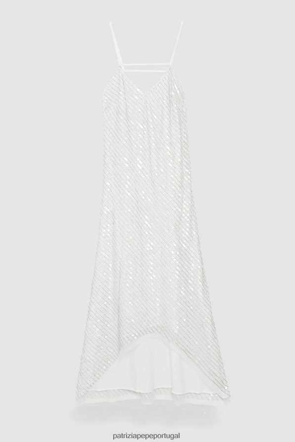 Patrizia Pepe mulheres vestido de tule justo branco brilhante vestuário TX086V66
