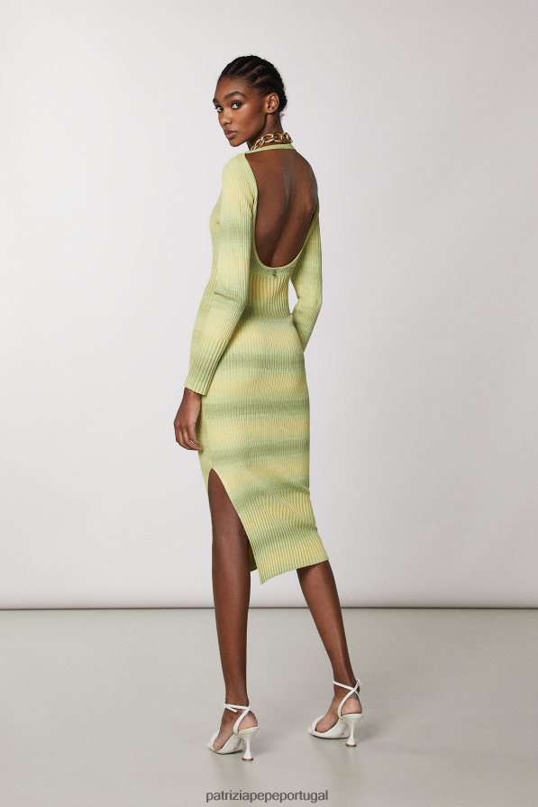 Patrizia Pepe mulheres vestido de viscose em malha canelada degradação de cal ensolarada vestuário TX086V455