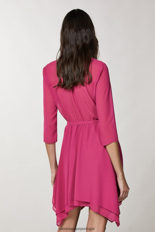 Patrizia Pepe mulheres vestido georgette assimétrico cerimônia fúcsia vestuário TX086V267