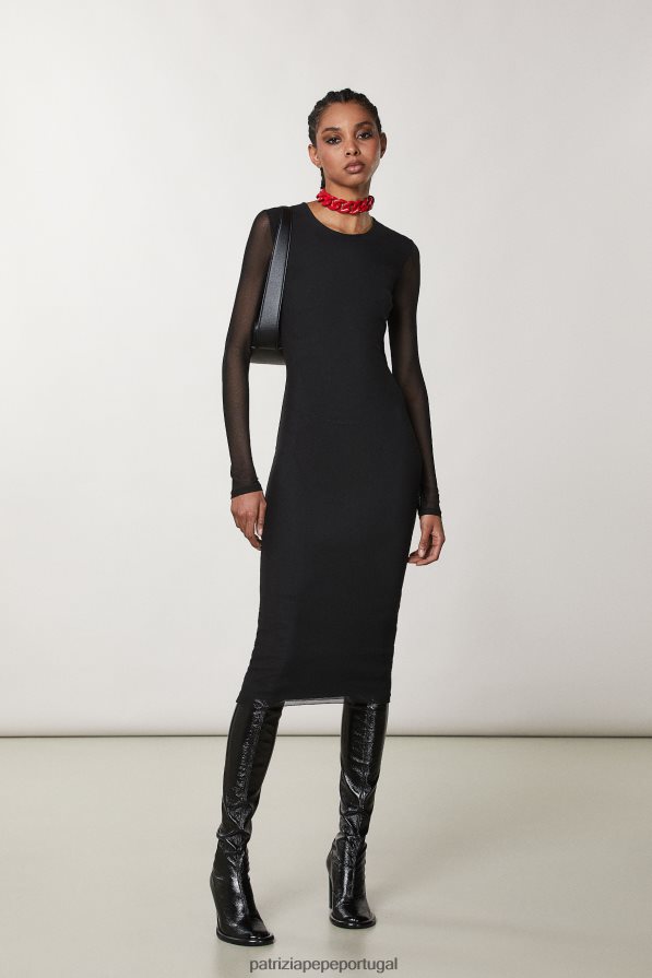 Patrizia Pepe mulheres vestido longo de tule Nero vestuário TX086V133