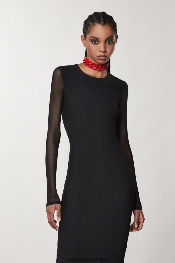Patrizia Pepe mulheres vestido longo de tule Nero vestuário TX086V133